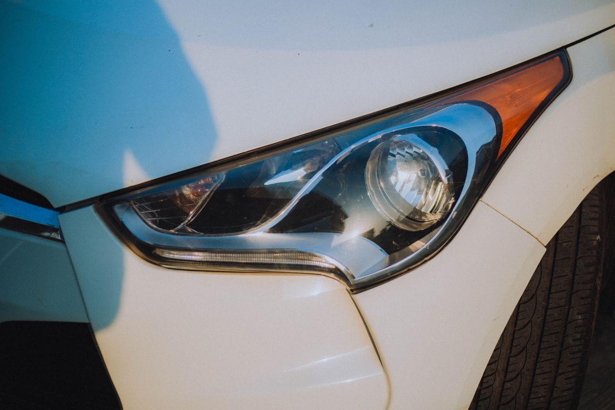 Close-up of a clear car headlight